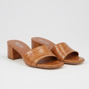 Paris Texas Croc Effect Square Toe Heeled Sandals size 36